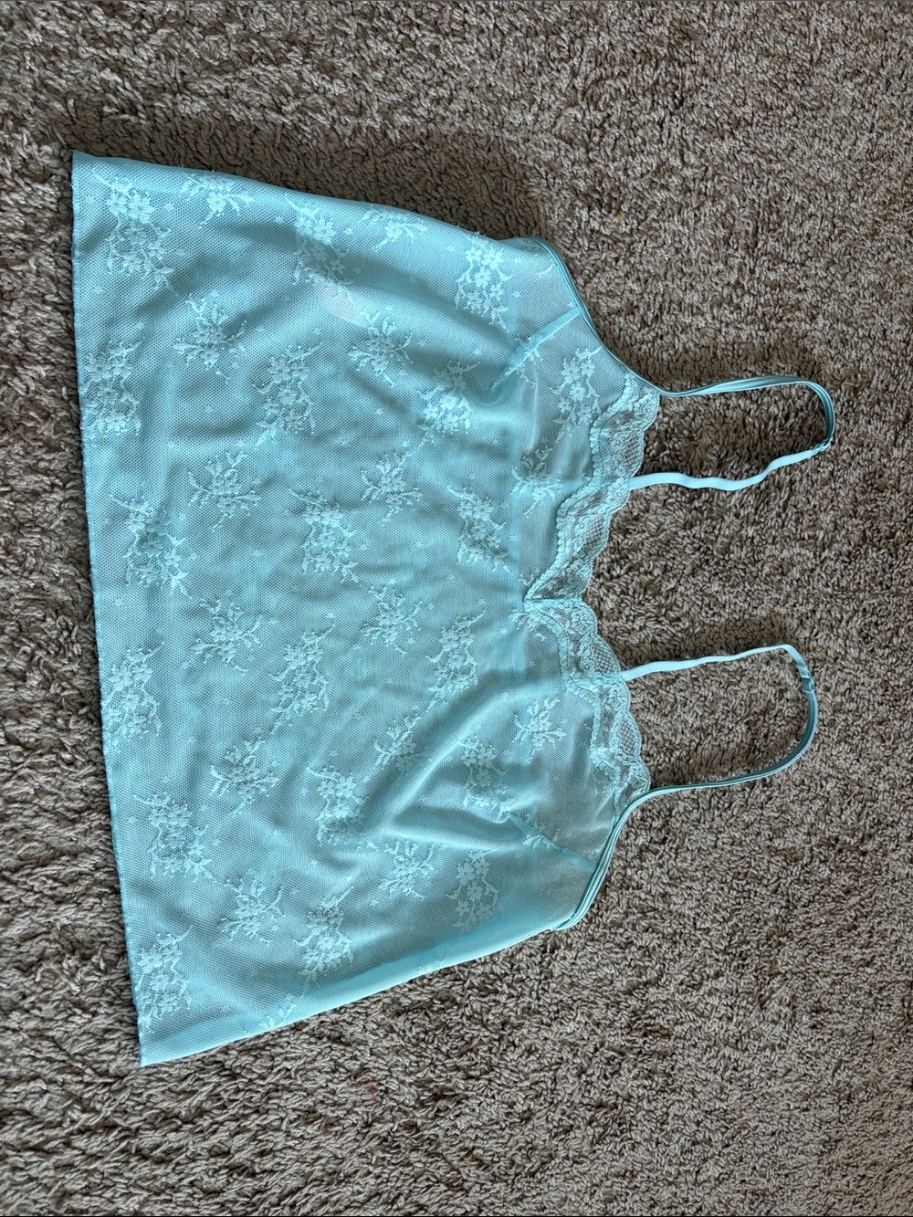 Colsie Light Blue Lace Trim Cami Tank Top - Women